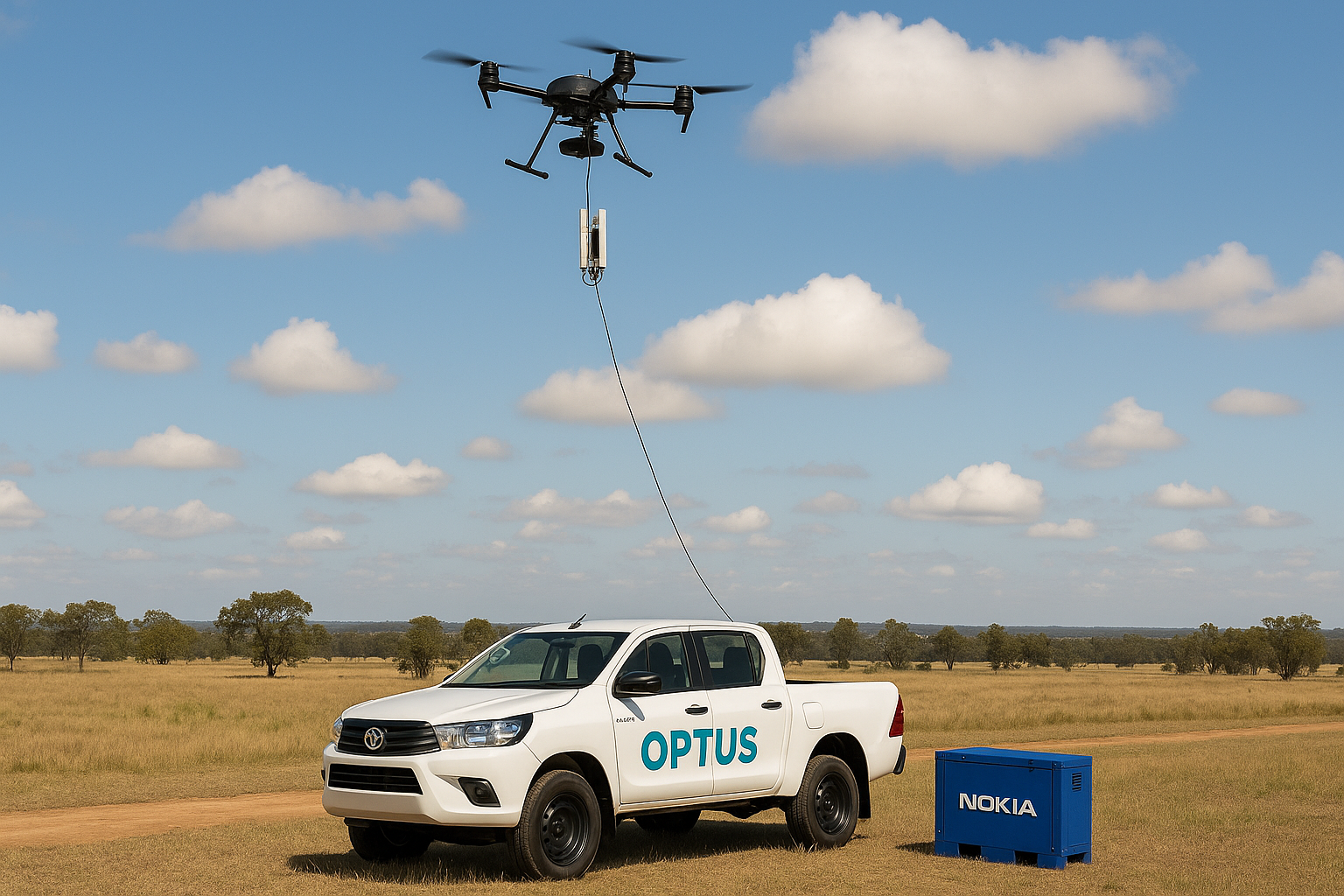 Optus e Nokia testano la “bts portatile ” con drone a filo ...