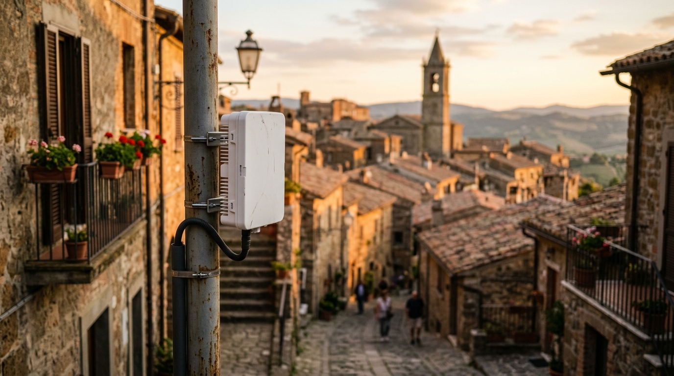 Small cell 5G su un palo in un borgo italiano: la gara per la banda 26 GHz porta le onde millimetriche nelle reti locali