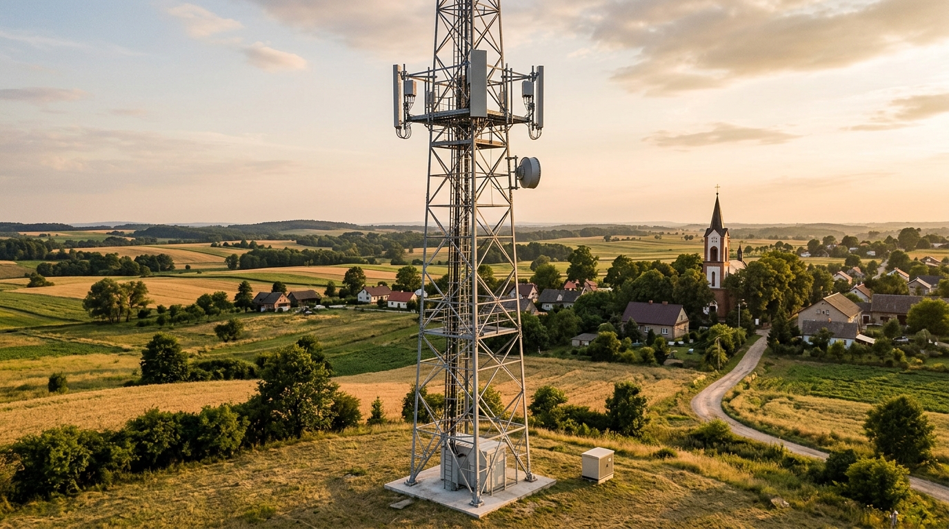 Traliccio di rete mobile con radio 5G Massive MIMO e ponte radio nella campagna polacca: Cellnex Poland sceglie Ericsson per la RAN di Plus